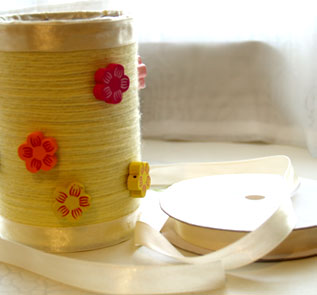 Home Decor and Handicraft: Paste ribbon to beautify top and bottom of the can