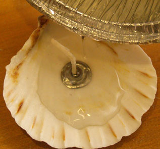 Home Decor and Handicraft: Melt tea candle and pour onto seashell