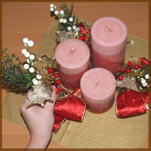 Home Decor and Handicraft: Sprigs Tugged between Candles